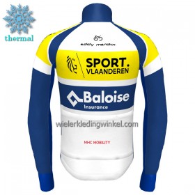 Wielershirt 2022 Sport Vlaanderen-Baloise Lange Mouw Winter Thermal Fleece Geel Blauw Wit